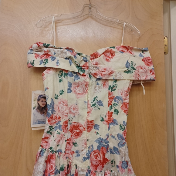 Gunne Sax Vintage White Floral Prairie Dress New with Tags Sz 10 - Picture 4 of 6